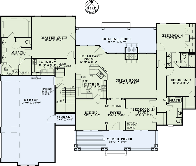 Floor Plan First Story of Farmhouse Plan #153-2031