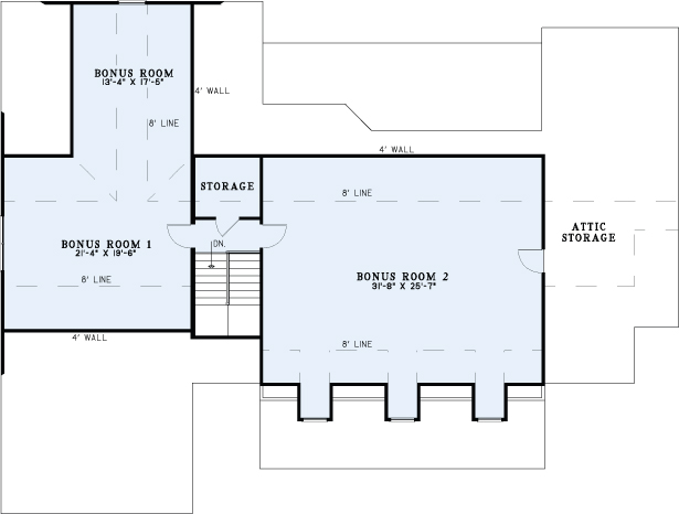Floor Plan Bonus Room of Farmhouse Plan #153-2031