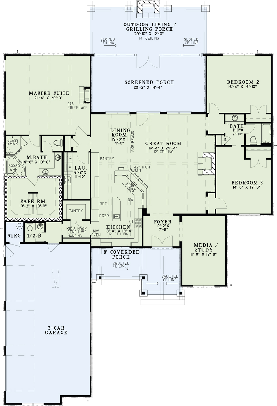 Floor Plan First Story of European Plan #153-2032