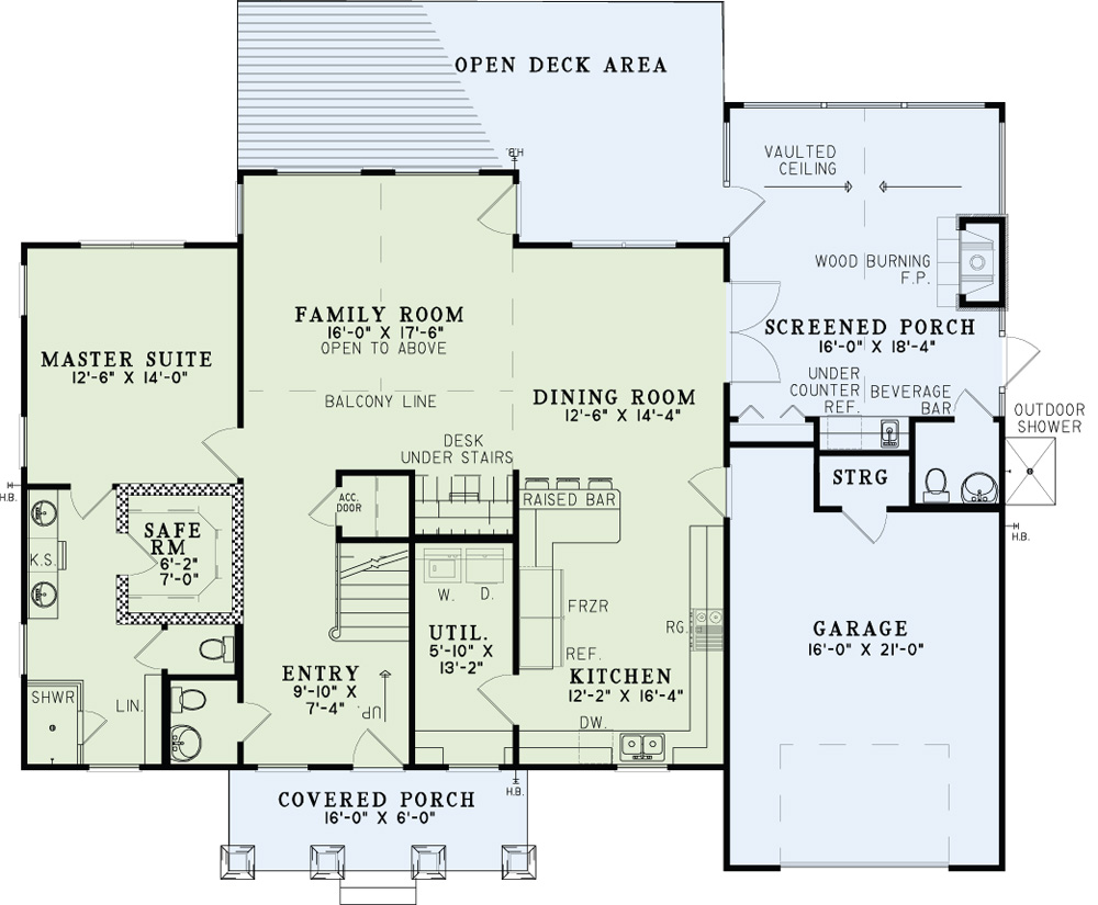Floor Plan First Story of Country Plan #153-2033