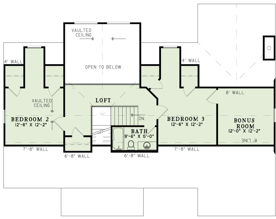 Floor Plan Second Story of Country Plan #153-2033