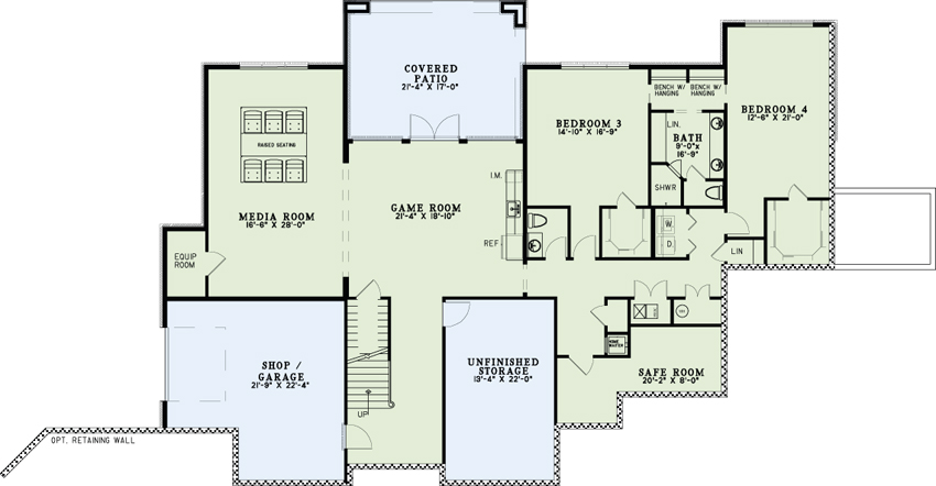 Floor Plan Basement of European Plan #153-2035