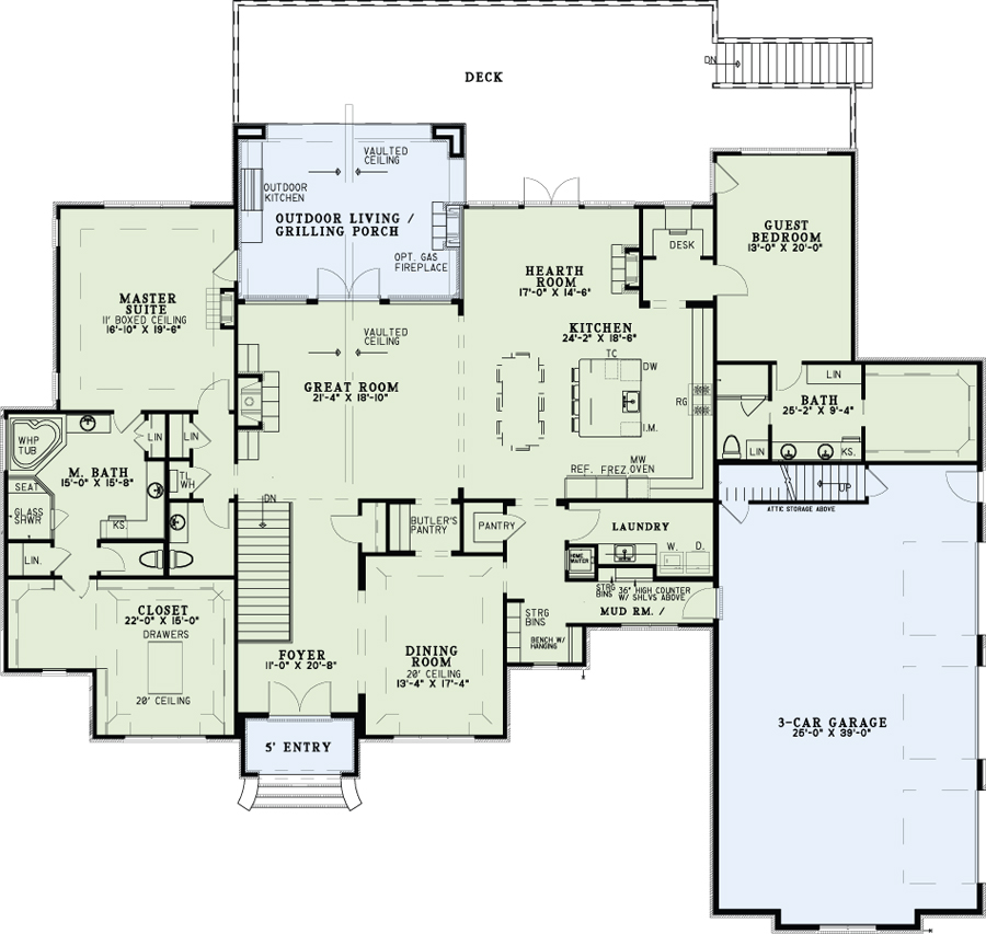 Floor Plan First Story of European Plan #153-2035