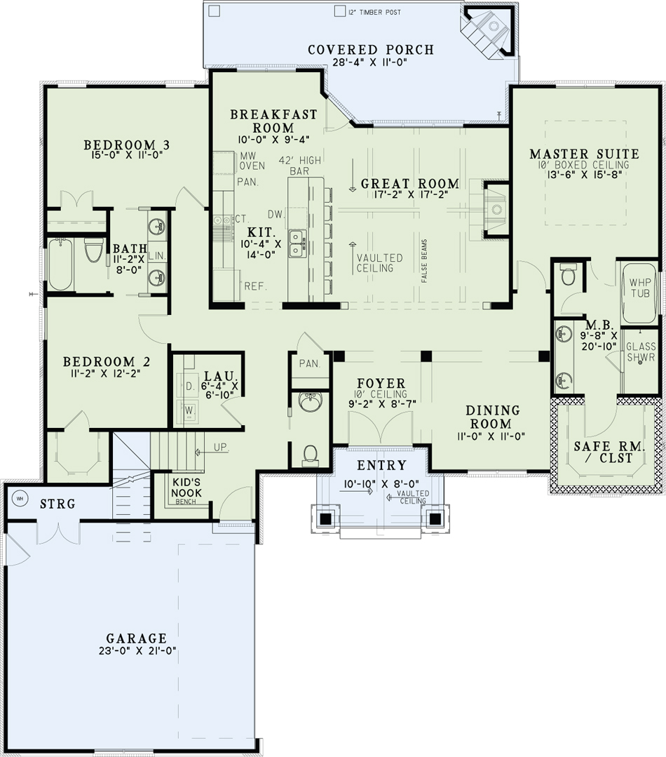 Floor Plan First Story of Arts and Crafts Plan #153-2036