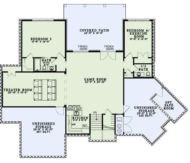 Floor Plan Basement of Country Plan #153-2037