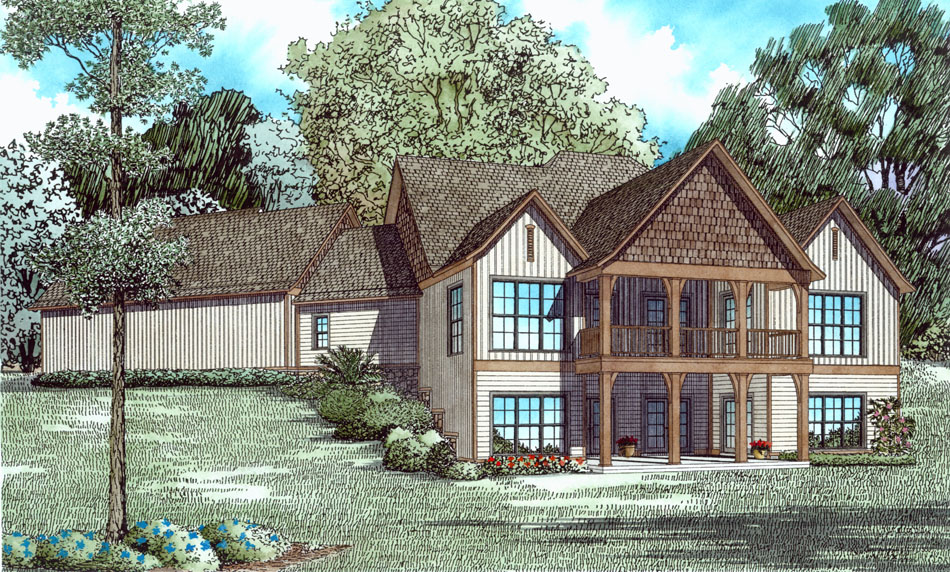 Home Plan Rear Elevation of this 4-Bedroom,4264 Sq Ft Plan -153-2037