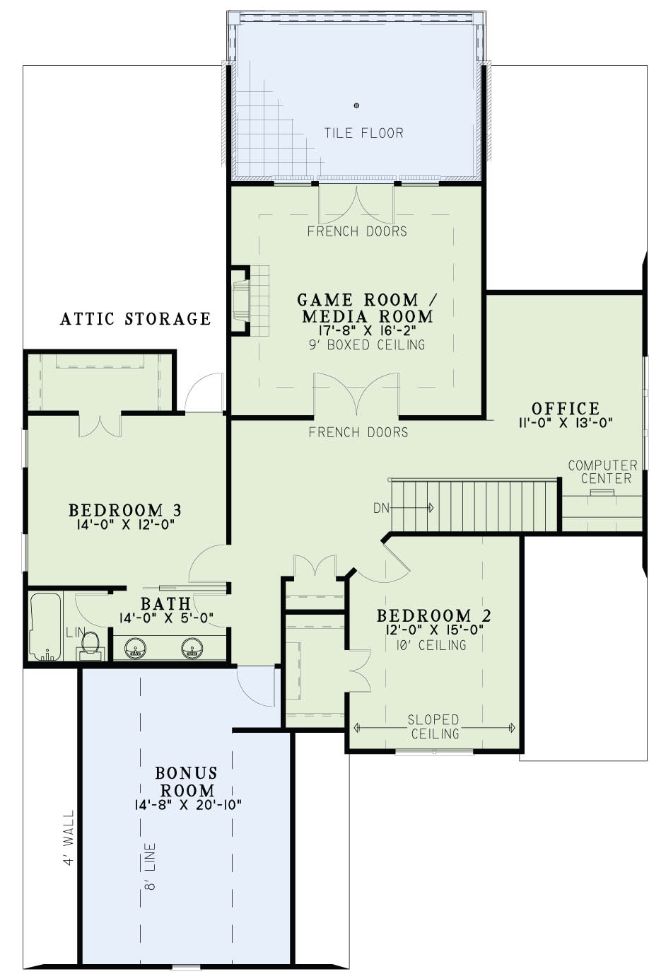 Floor Plan Second Story of Traditional Plan #153-2038