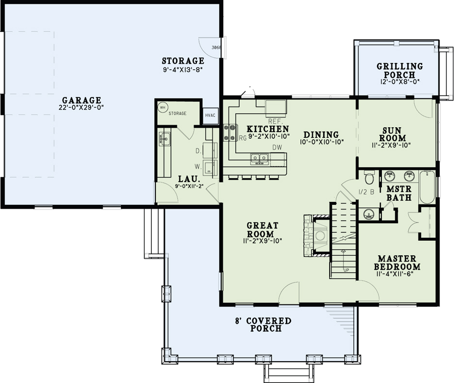 Floor Plan First Story of Craftsman Plan #153-2039