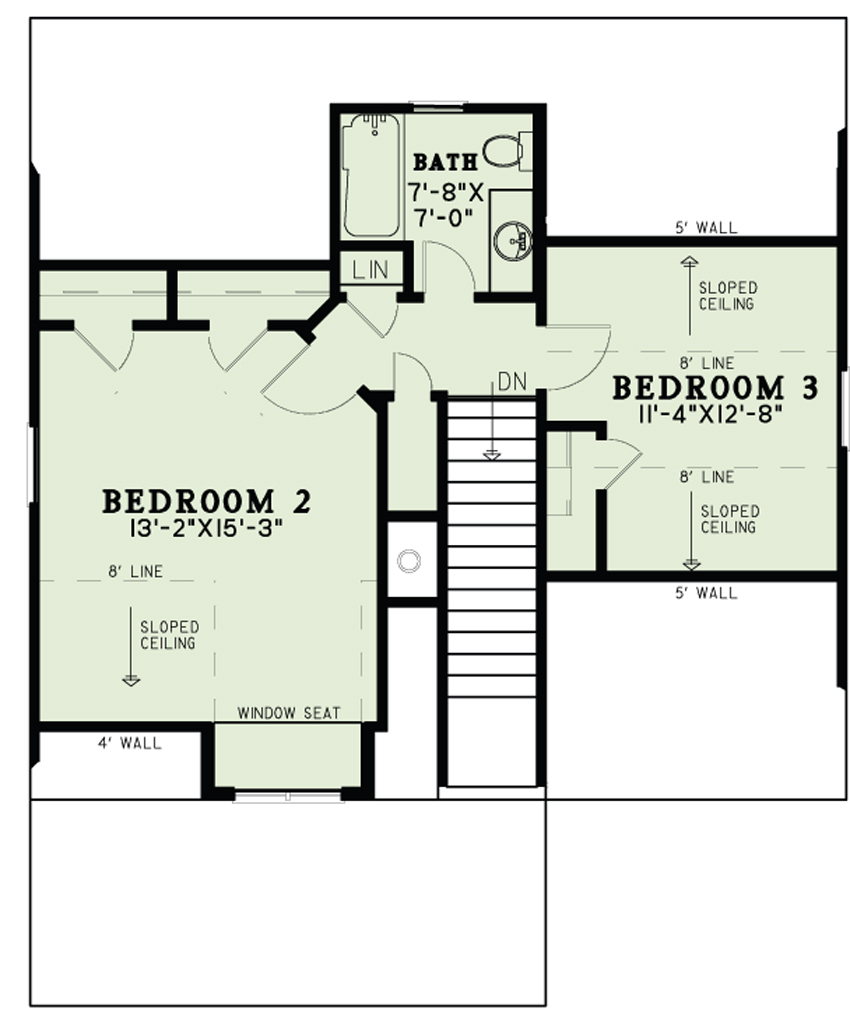 Floor Plan Second Story of Craftsman Plan #153-2039