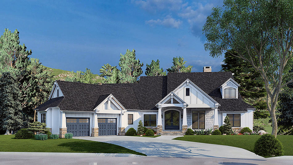 Luxury Craftsman style home (ThePlanCollection: Plan #153-2040)