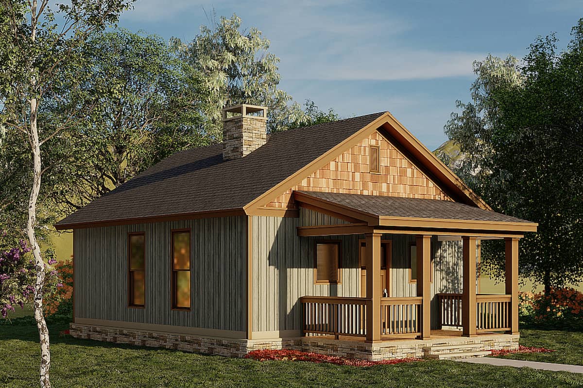 Left Side View of this 2-Bedroom, 691 Sq Ft Plan - 153-2041