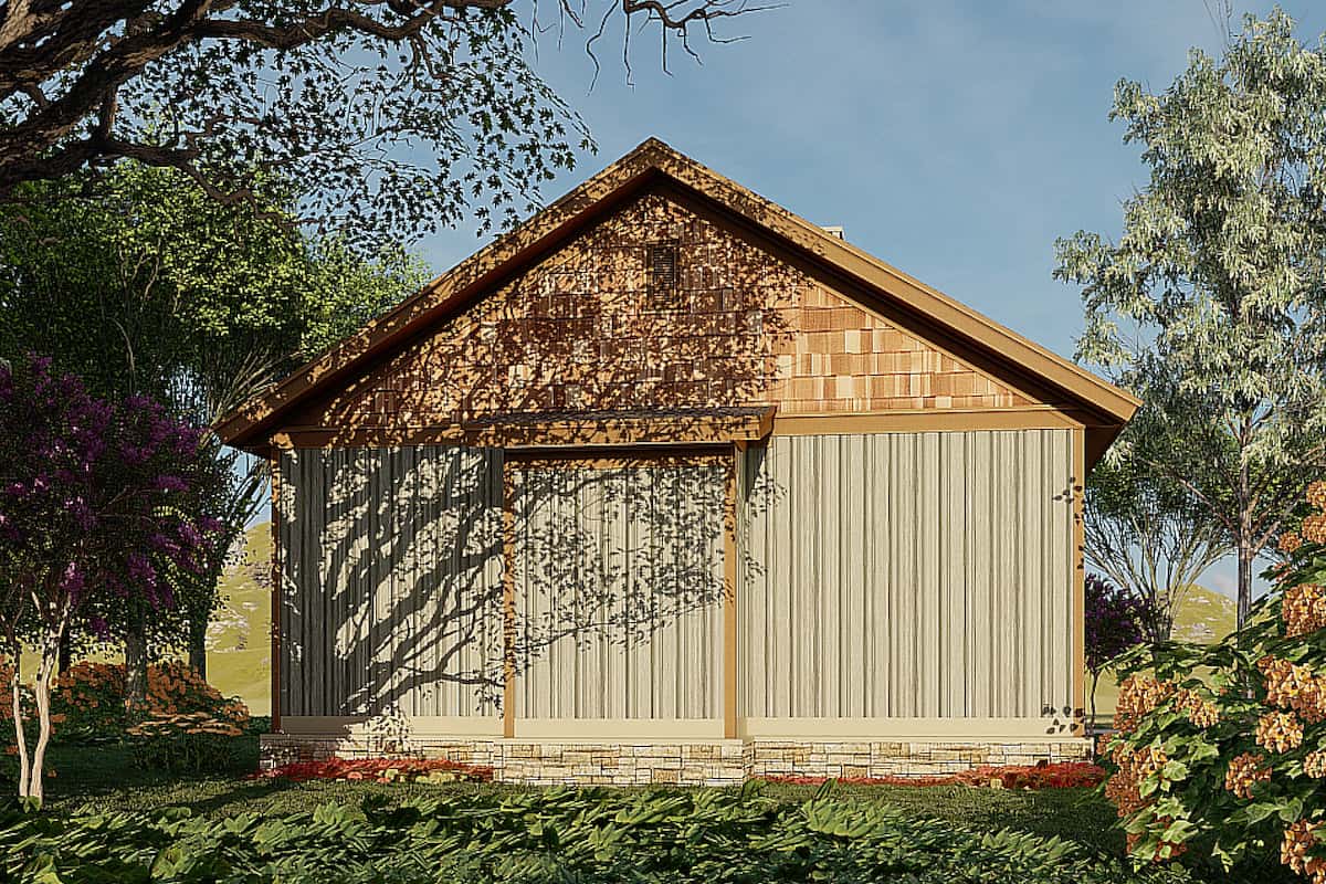 Rear View of this 2-Bedroom, 691 Sq Ft Plan - 153-2041
