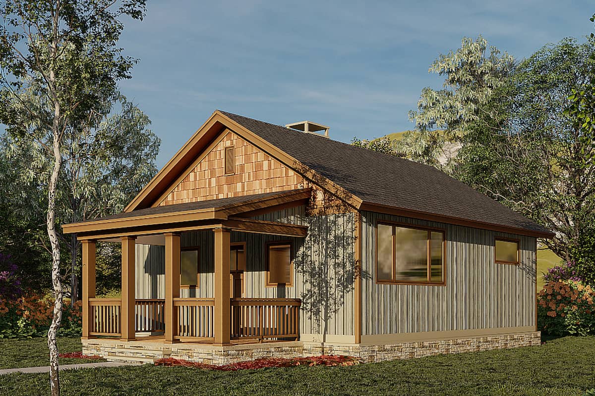 Right Side View of this 2-Bedroom, 691 Sq Ft Plan - 153-2041