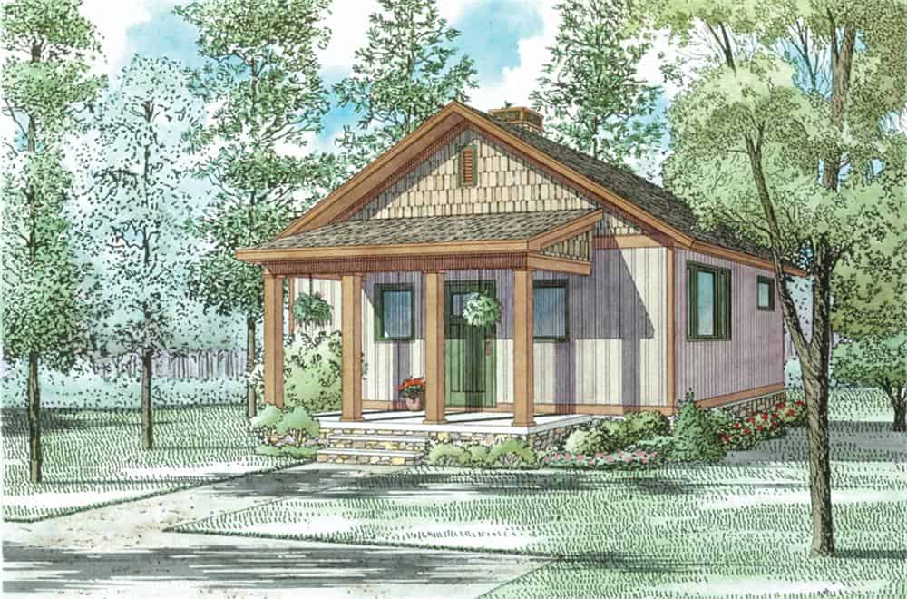 Front View of this 2-Bedroom, 691 Sq Ft Plan - 153-2041