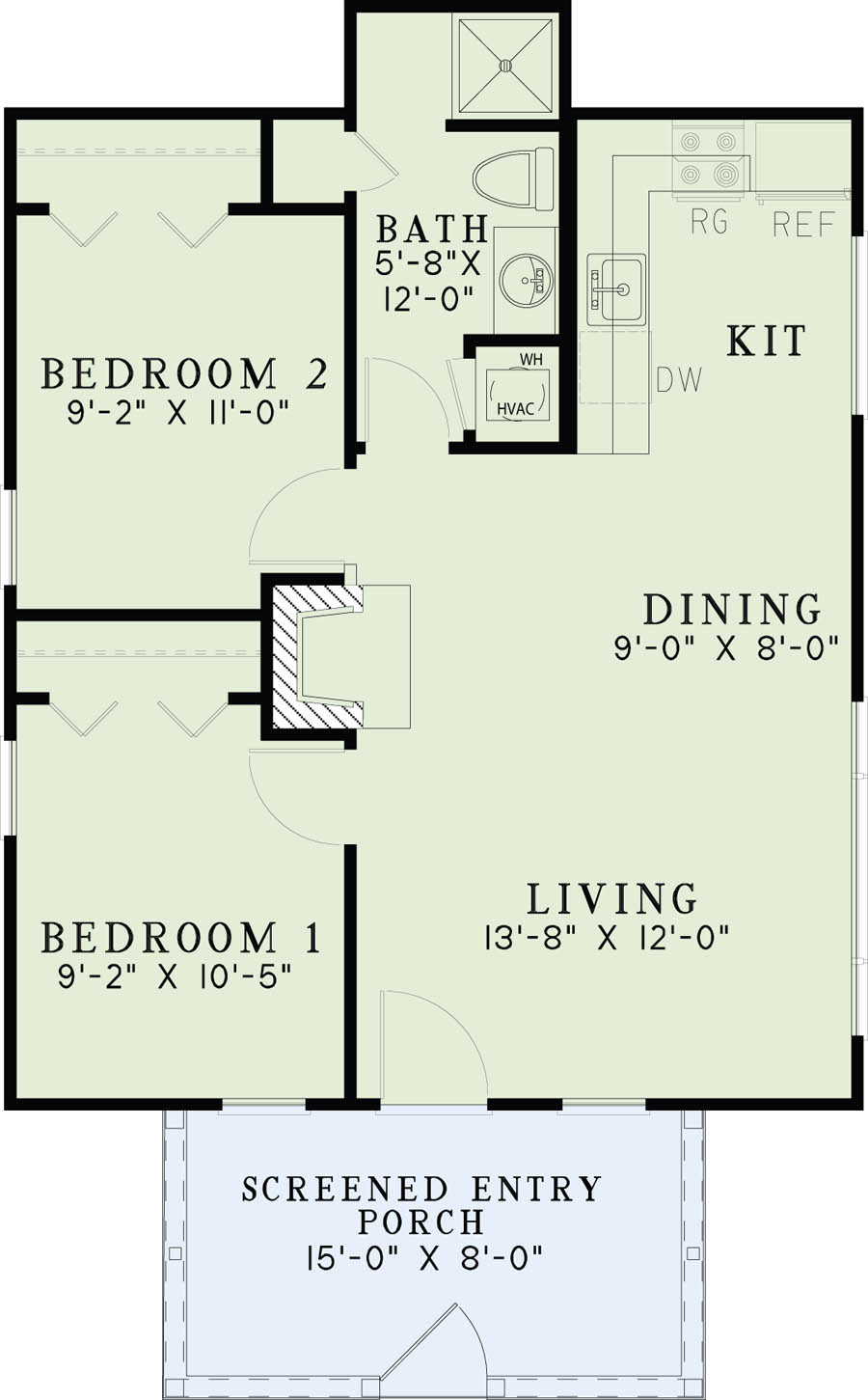 Floor Plan First Story of Cottage Plan #153-2042