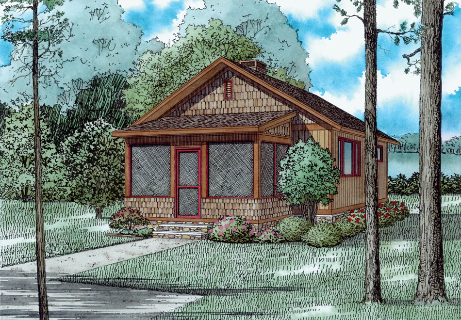 Front elevation of Cottage home (ThePlanCollection: House Plan #153-2042)