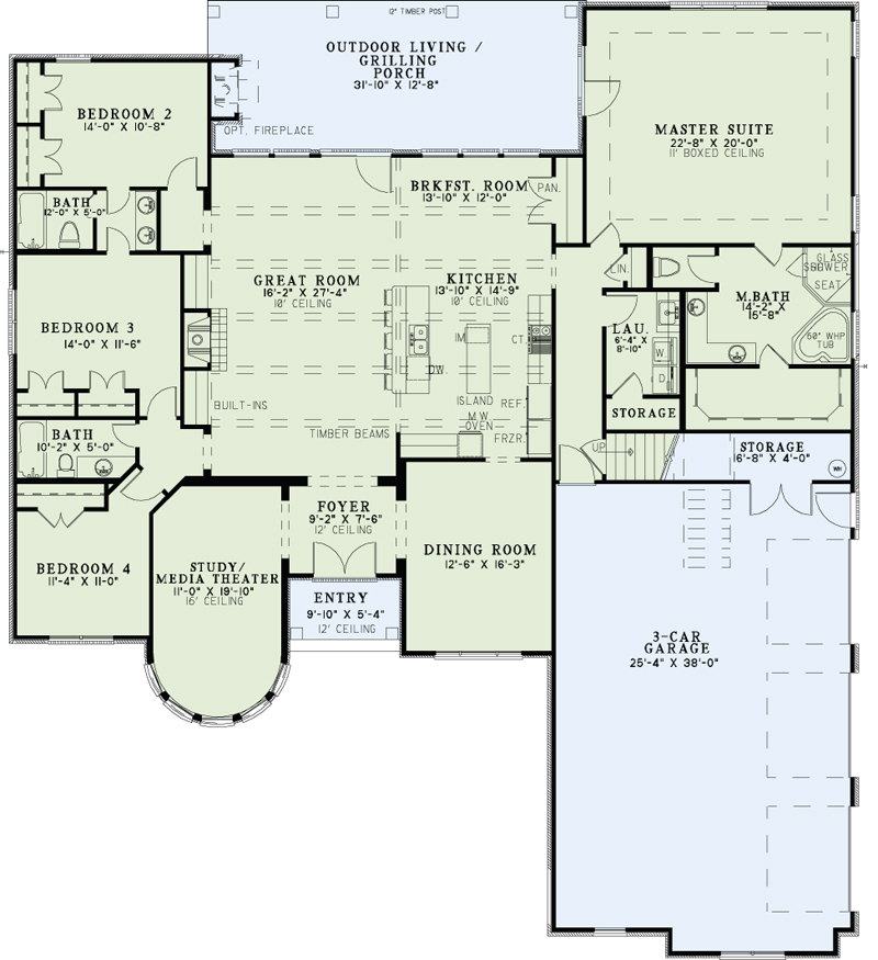 Floor Plan First Story of European Plan #153-2049