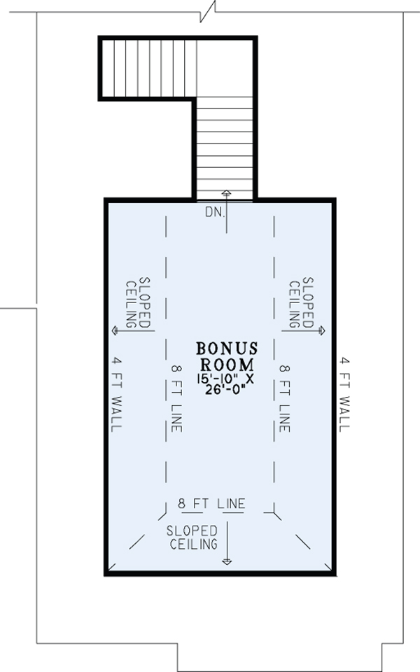 Floor Plan Bonus Room of European Plan #153-2049