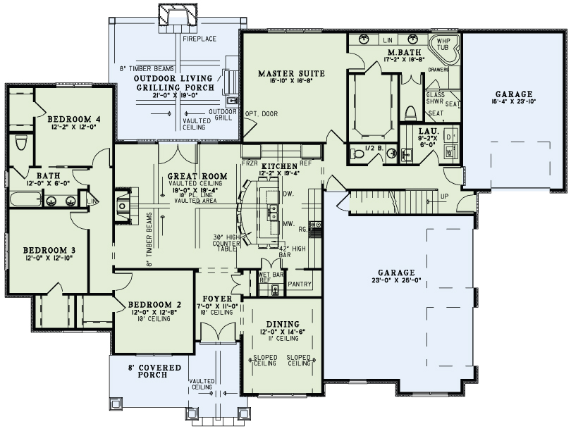 Floor Plan First Story of Craftsman Plan #153-2050