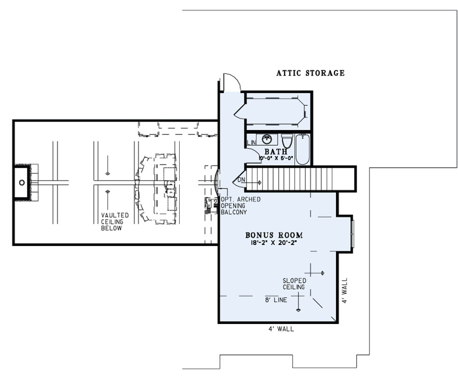 Floor Plan Bonus Room of Craftsman Plan #153-2050