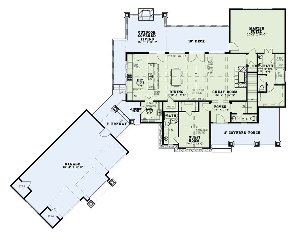 Floor Plan First Story of Country Plan #153-2053