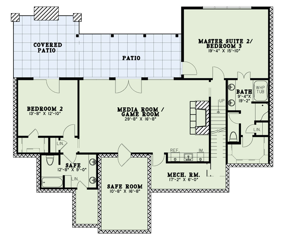 Floor Plan Basement of Country Plan #153-2053