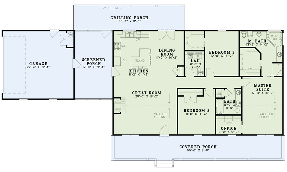 Floor Plan First Story of Country Plan #153-2054