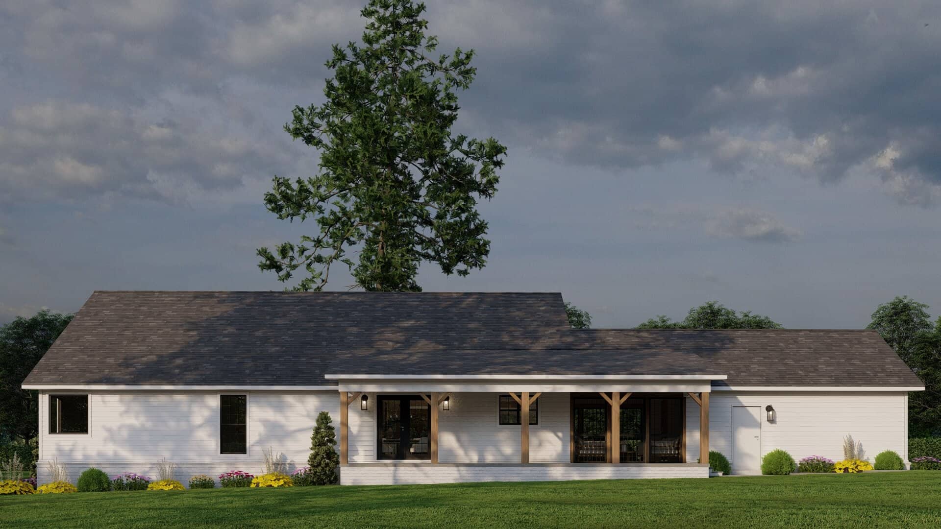 Rear View of this 3-Bedroom,1800 Sq Ft Plan -153-2054