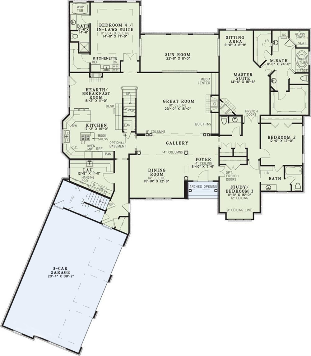 Floor Plan First Story of Luxury Plan #153-2063