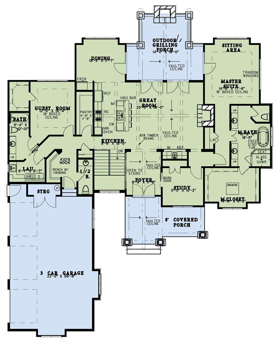 Floor Plan First Story of Country Plan #153-2066