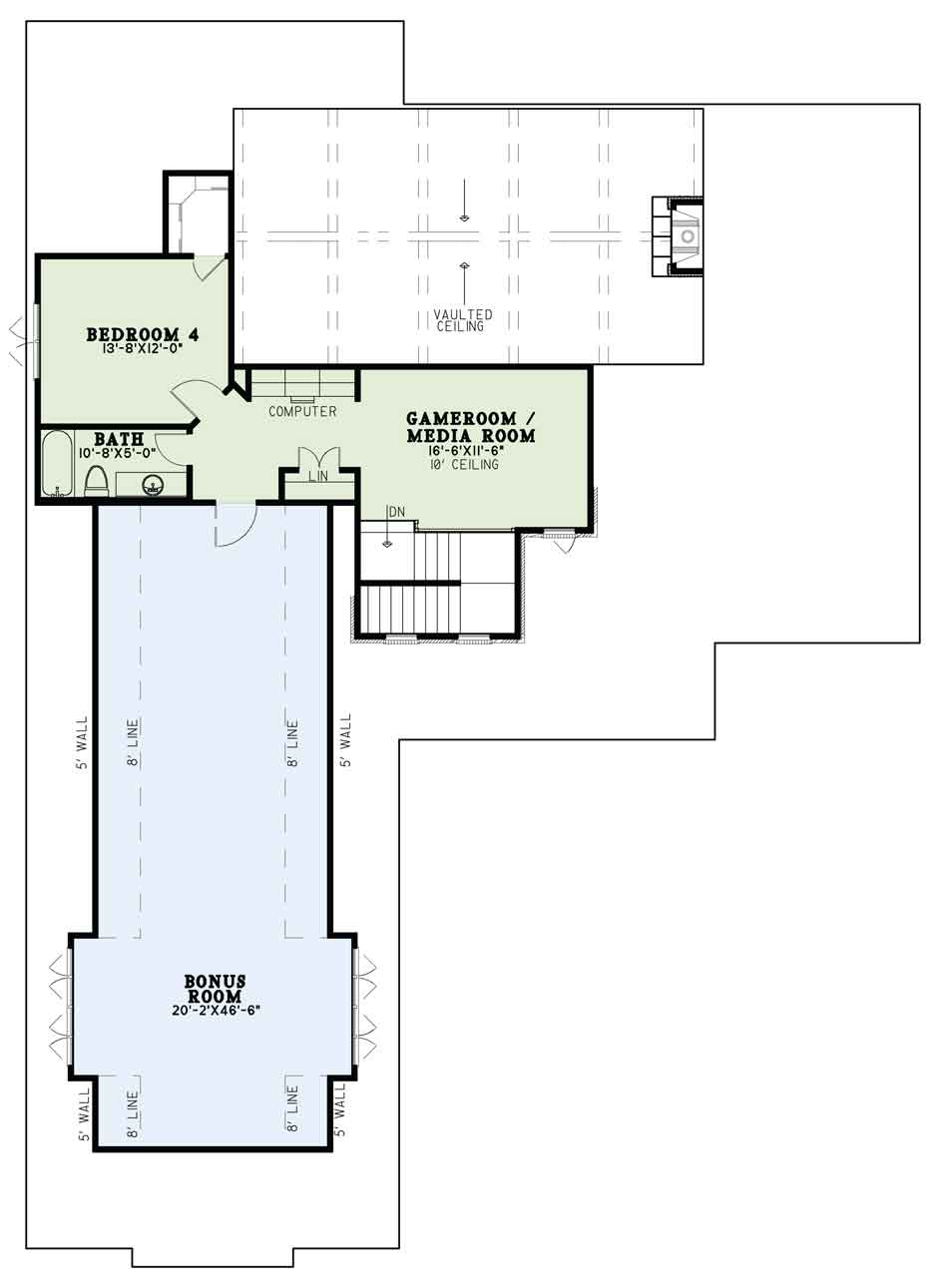 Floor Plan Second Story of Craftsman Plan #153-2075
