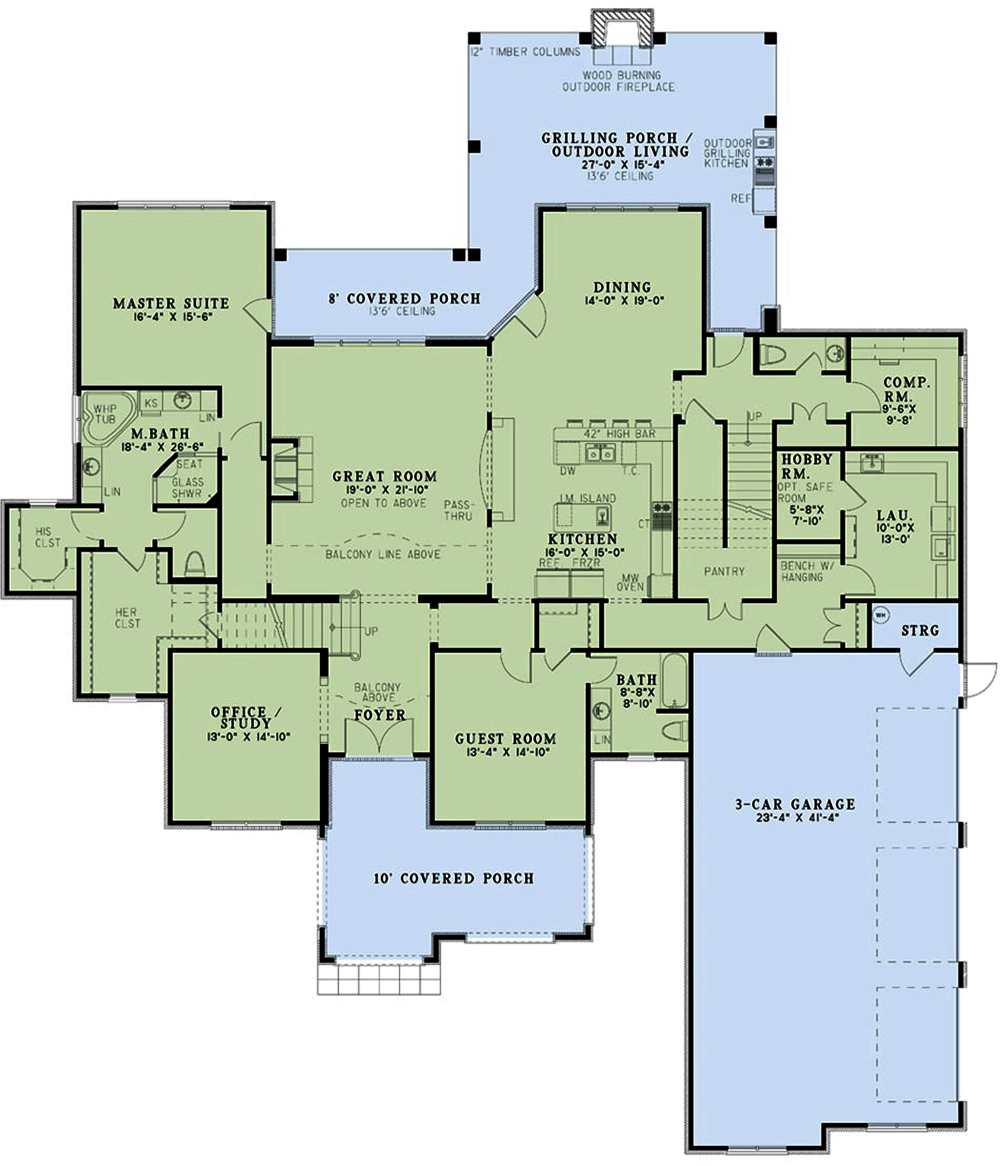 Floor Plan First Story of European Plan #153-2076