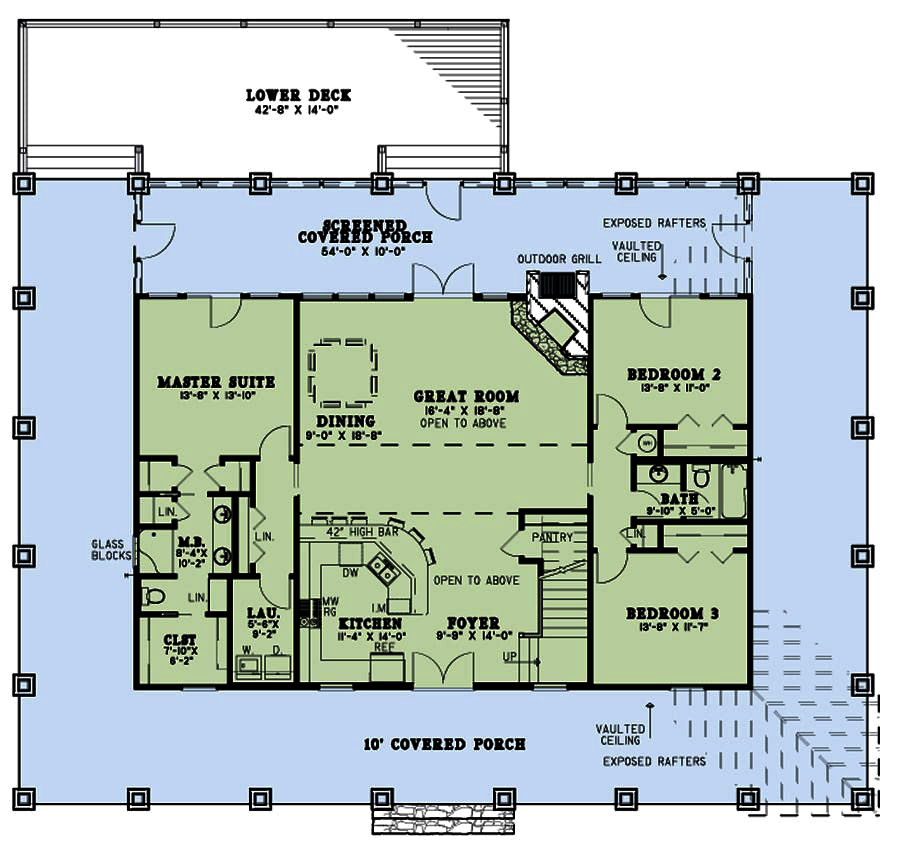 Floor Plan First Story of Coastal Plan #153-2082
