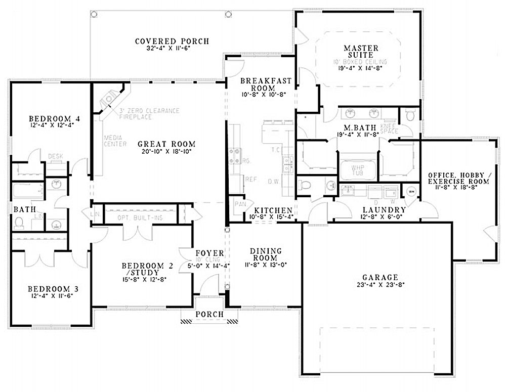 Floor Plan Main Level of French Plan #153-2085
