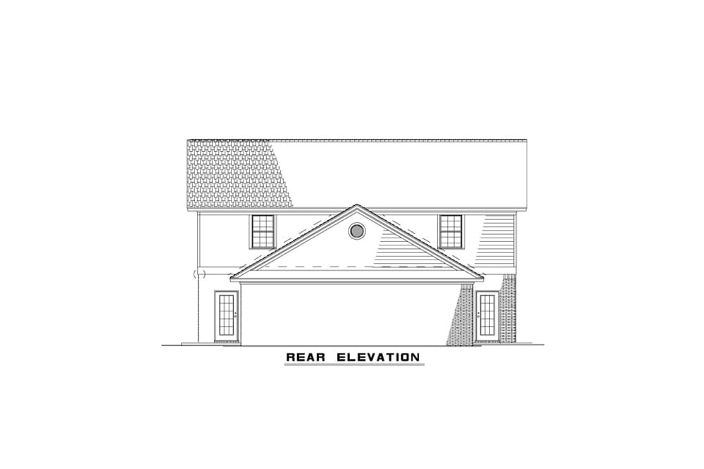 Home Plan Rear Elevation of this 3-Bedroom,1500 Sq Ft Plan -153-2087