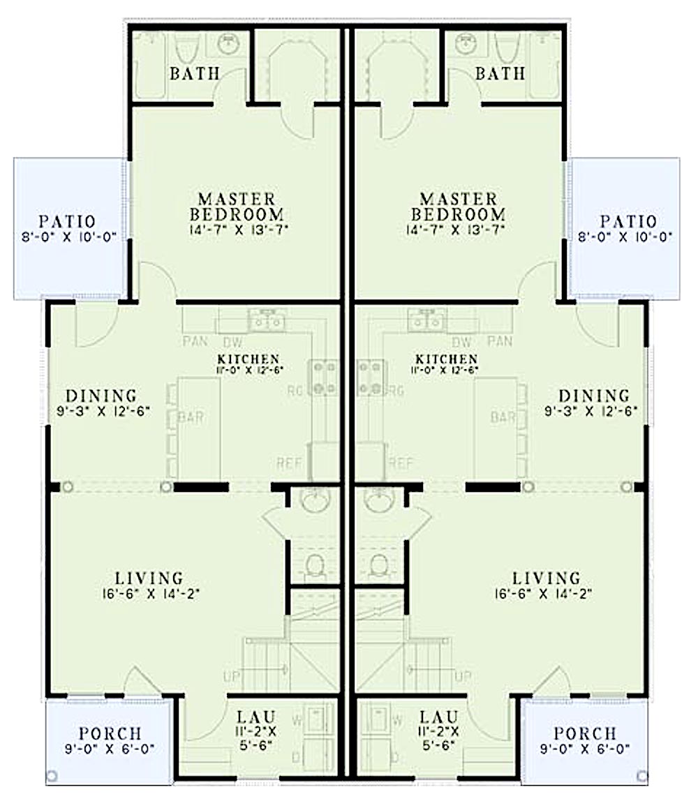 Floor Plan Main Level of Colonial Plan #153-2087