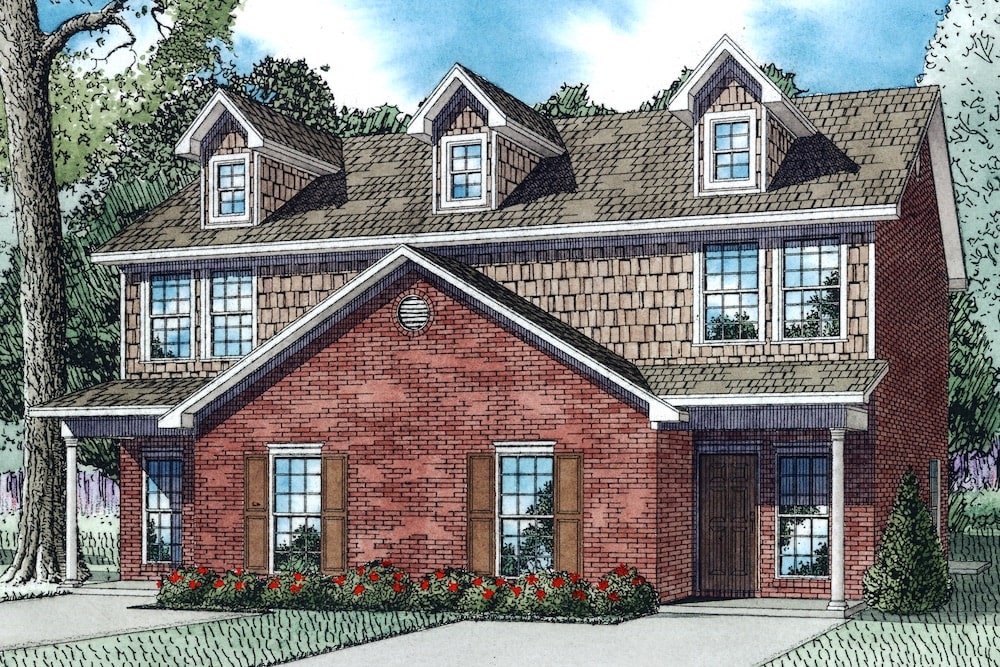 Colonial Multi-Family home (ThePlanCollection: Plan #153-2087)