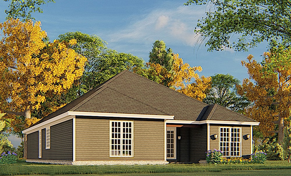 Home Plan Rear Elevation of this 3-Bedroom,1516 Sq Ft Plan -153-2097
