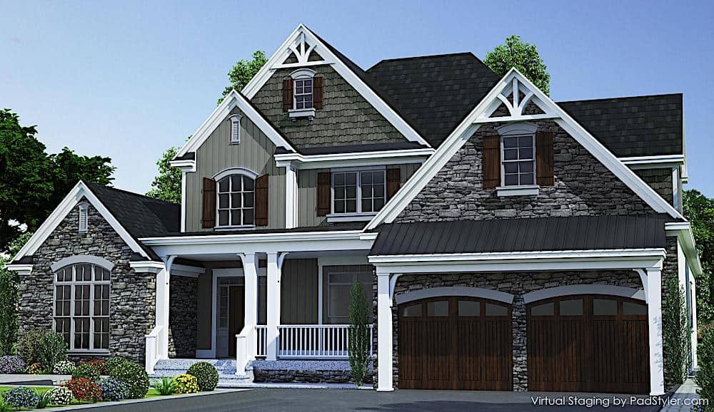 Farmhouse home (ThePlanCollection: Plan #153-2098)