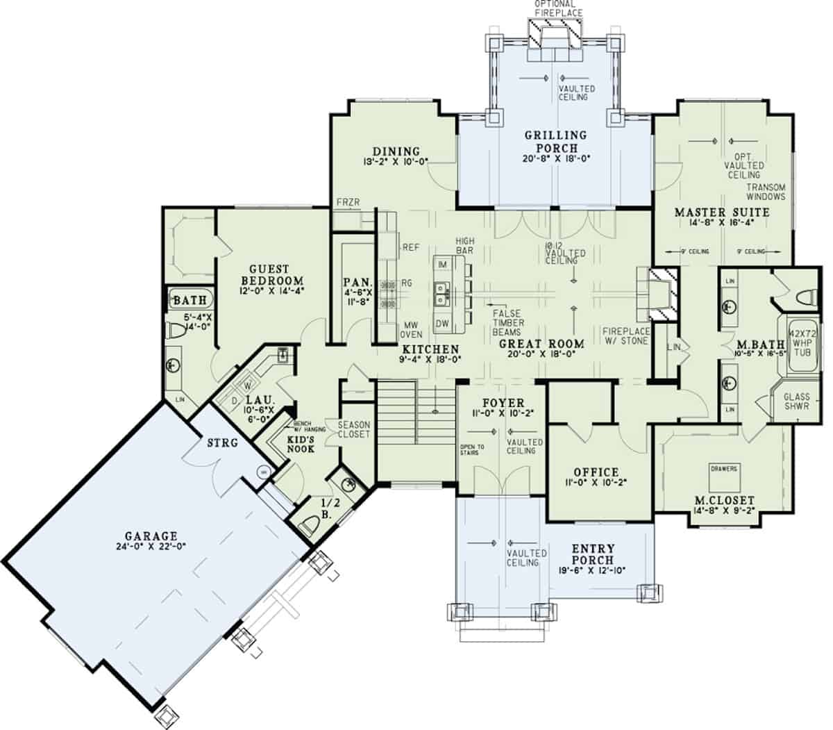 Main Level of Ranch Plan #153-2105