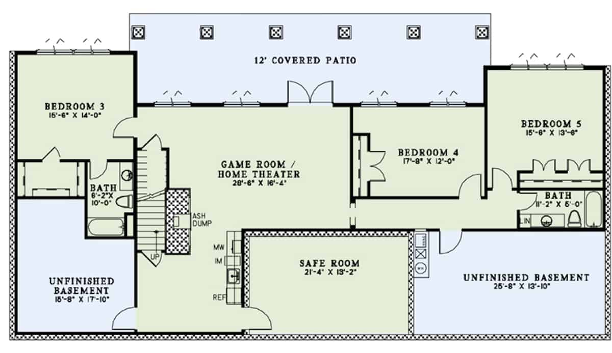 Basement of Ranch Plan #153-2108