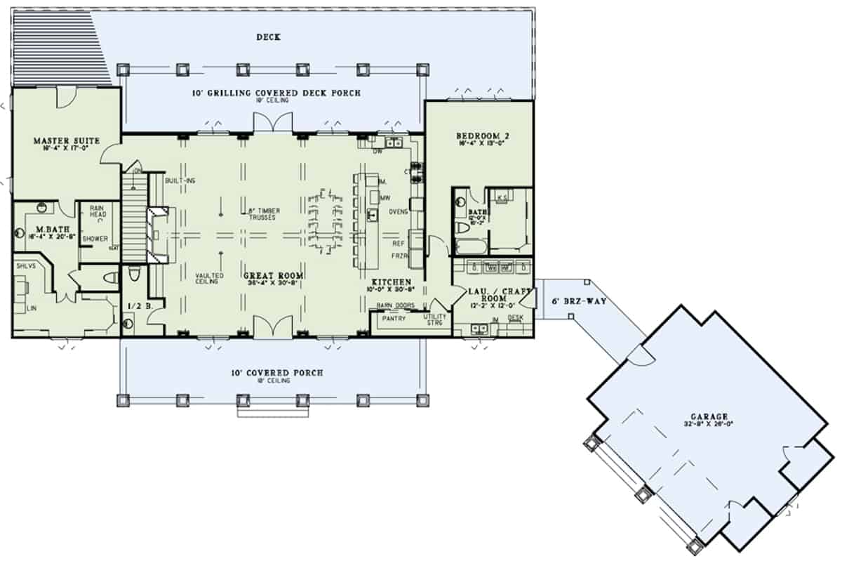 Main Level of Ranch Plan #153-2108