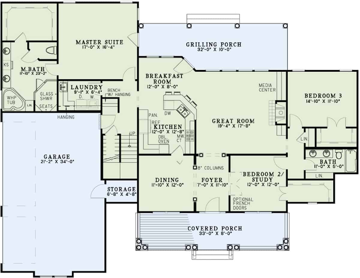 Main Level of Ranch Plan #153-2109