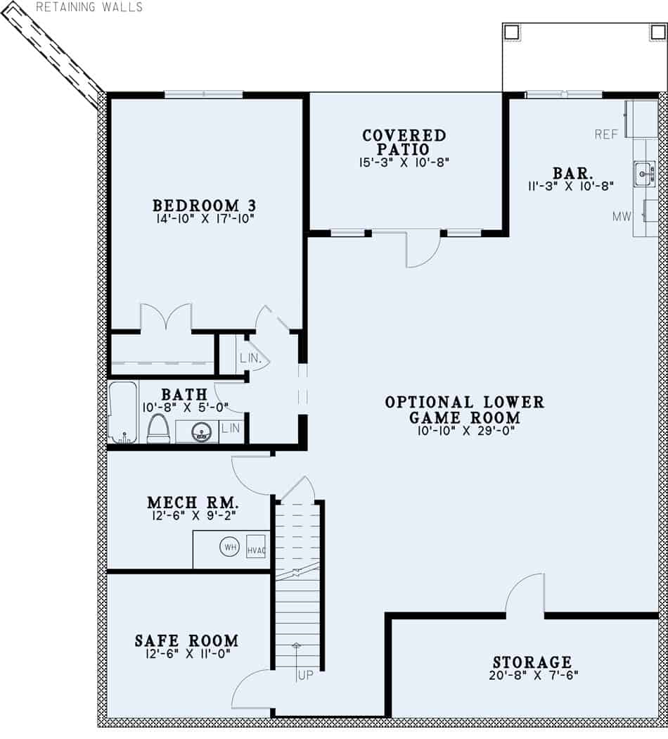 Basement of Farmhouse Plan #153-2110