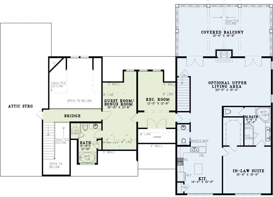 Upper Level of Farmhouse Plan #153-2110