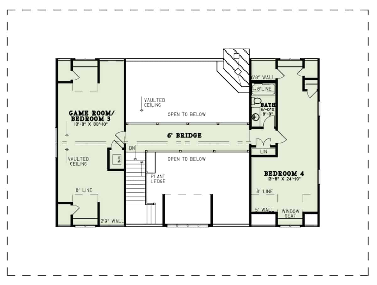 Upper Level of Farmhouse Plan #153-2111