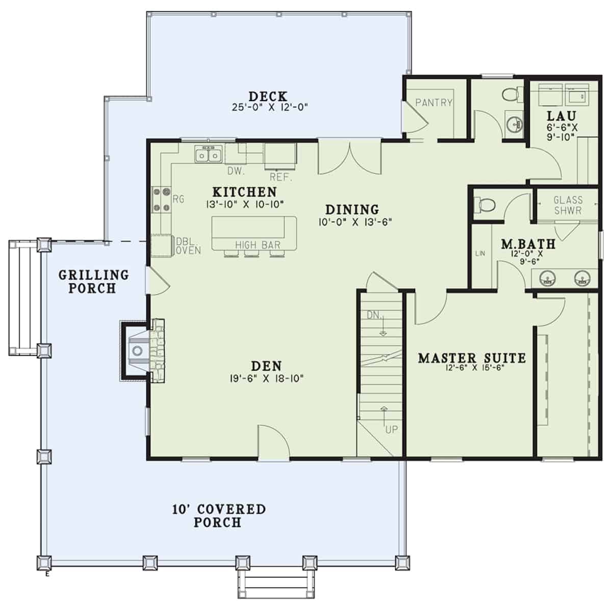 Main Level of Farmhouse Plan #153-2112