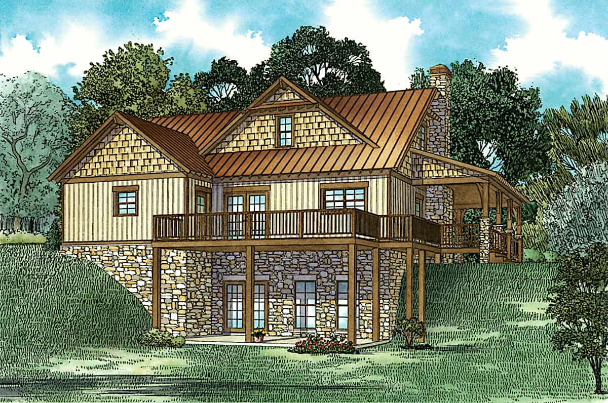 Rear View of this 2-Bedroom, 1766 Sq Ft Plan - 153-2112