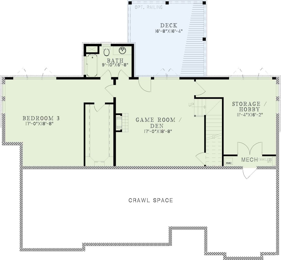 Basement of Craftsman Plan #153-2113
