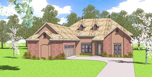 Front view of Ranch home (ThePlanCollection: House Plan #155-1001)